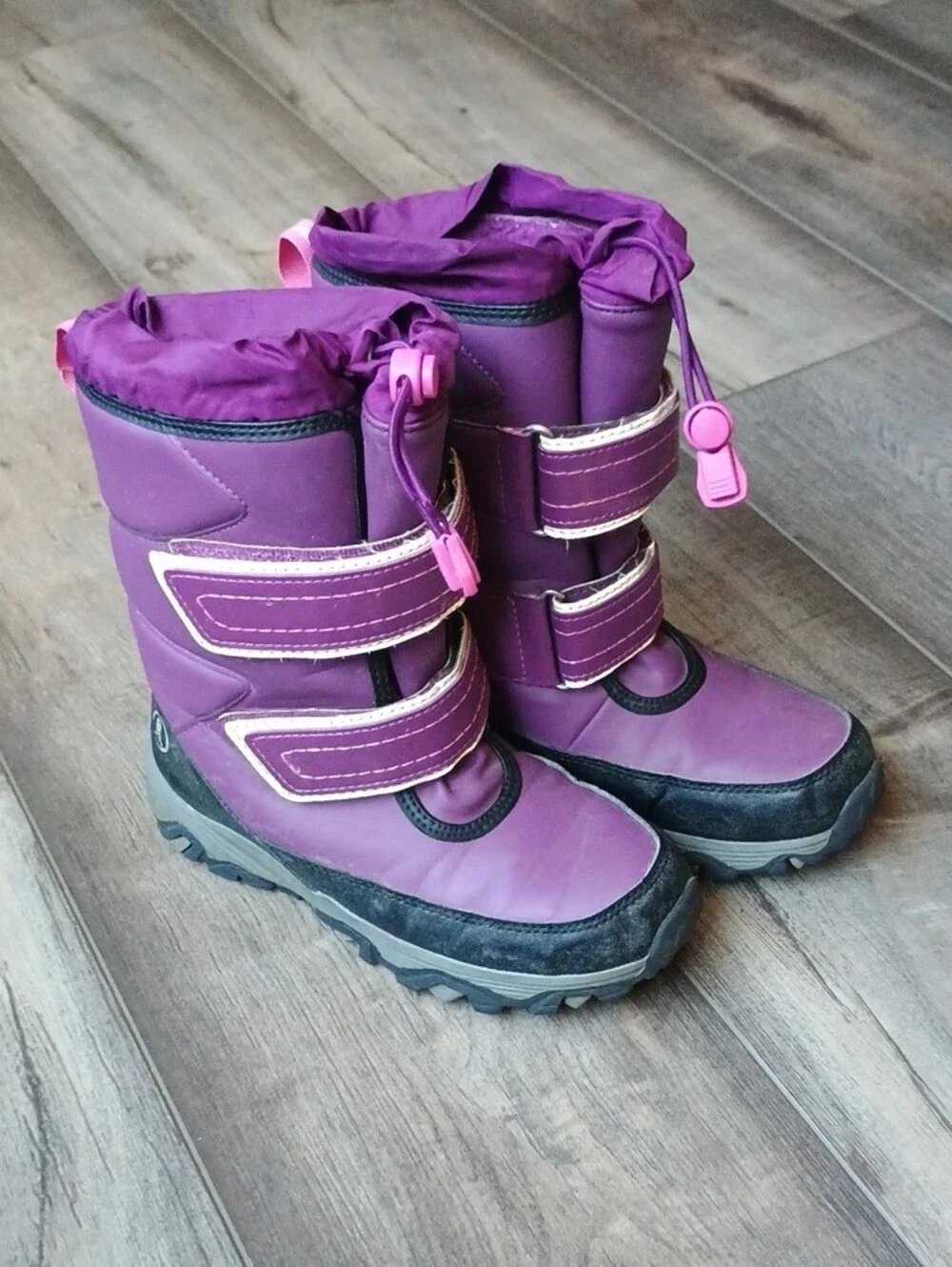 Lands' End Kids Purple Winter Boots with Velcro Straps
